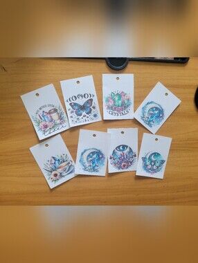 🖤NEW🖤Hand Crafted 24pc pastel blue pink green crystal and moon  gift tags